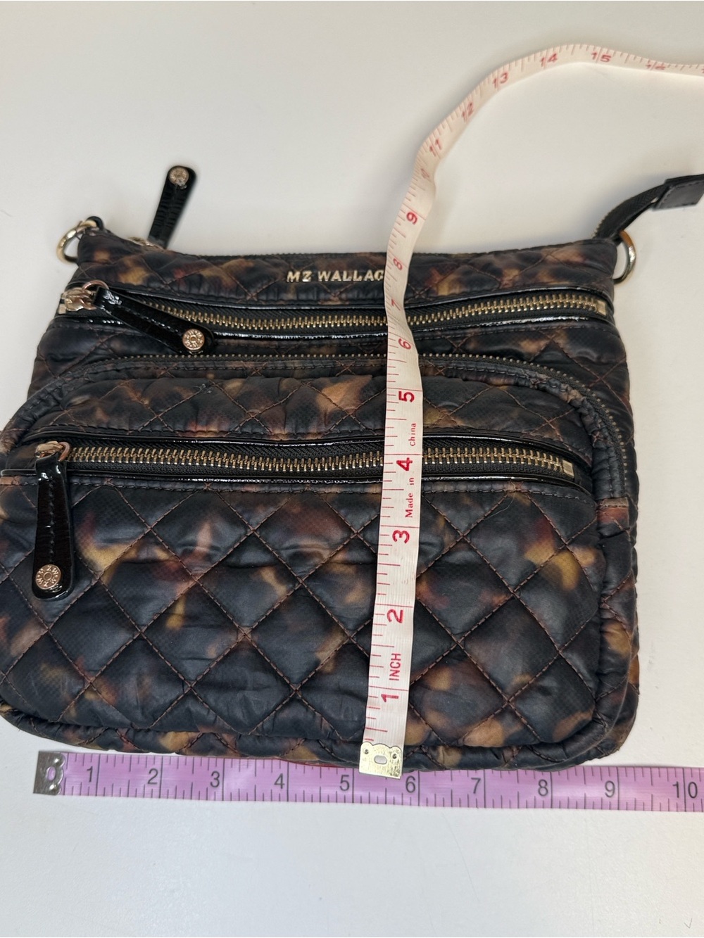 MZ Wallace Tortoise-Print Downtown Crosby Crossbody - Black/Brown - Picture 5 of 10